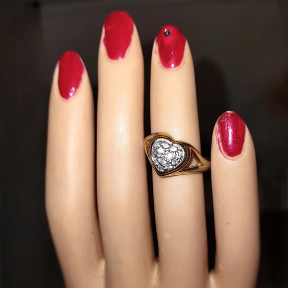 Pave Crystal Gold Heart Ring - Picture 4 of 13